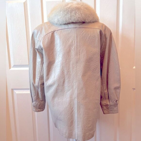 FOX FUR TRIMMED LEATHER COAT J. PERCY FOR MARVIN RICHARDS 80’s VINTAGE - Picture 7 of 10